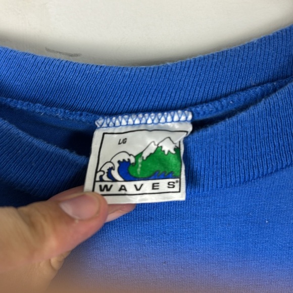 New York Giants NFL Vintage 90s Blue Graphic Tee - Waves Size Large - Picture 2 of 8